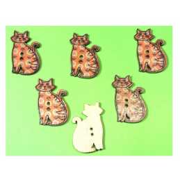 LOT 6 BOUTONS BOIS : chat 30*18mm (17) 