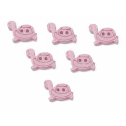 LOT 6 BOUTONS BOIS : tortue rose clair 18*12mm (01) 