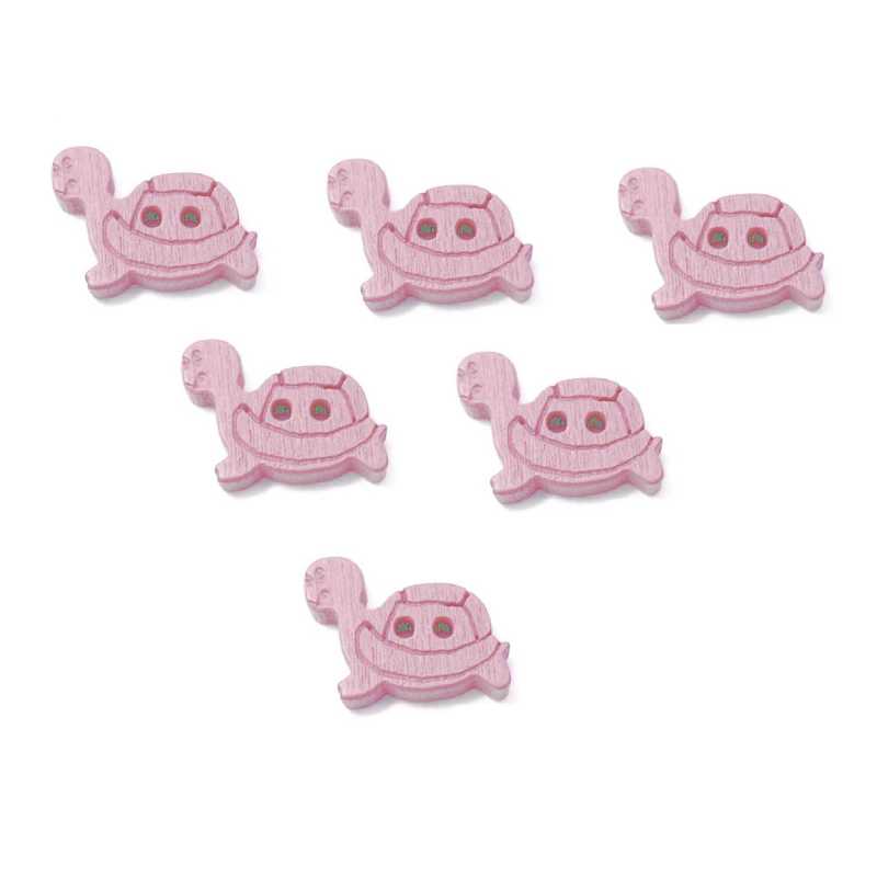 LOT 6 BOUTONS BOIS : tortue rose clair 18*12mm (01) 