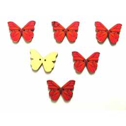  LOT 6 BOUTONS BOIS : papillon 28*20mm (02) 
