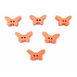  LOT 6 BOUTONS BOIS : papillon orange 17*10mm 