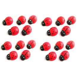 MOTIF ACRYLIQUES A COLLER : 20 coccinelles rouges/noires 15*12mm 