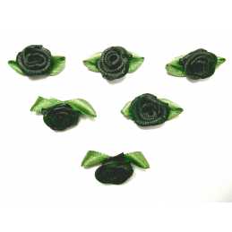 LOT 6 APPLIQUES TISSUS : rose couleur marine 15mm 