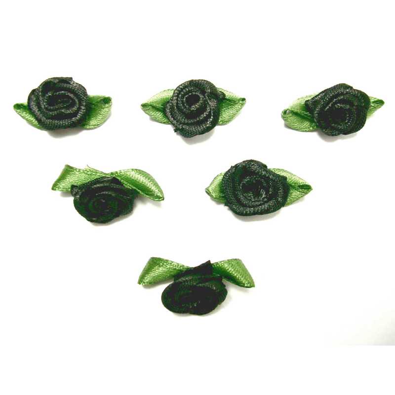 LOT 6 APPLIQUES TISSUS : rose couleur marine 15mm 