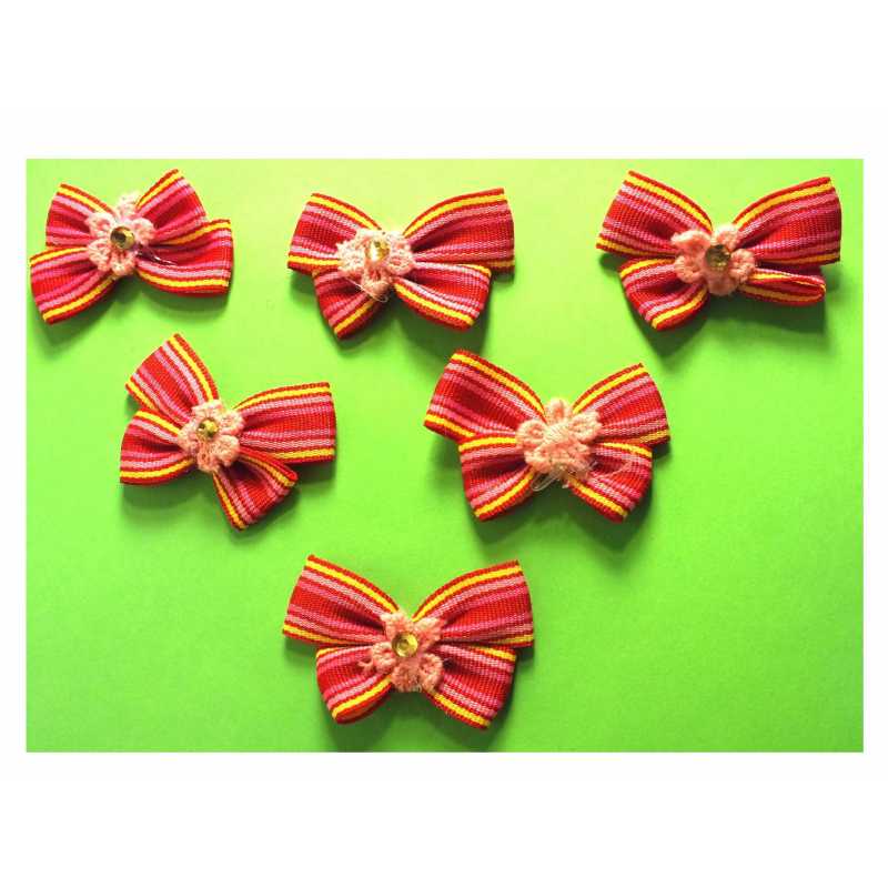 LOT 6 APPLIQUES : noeud papillon rouge/rose/jaune 4*3cm LOT 6 APPLIQUES : noeud papillon rouge/rose/jaune 4*3cm