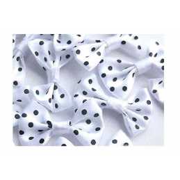 LOT 6 APPLIQUES TISSU : noeud papillon blanc/noir 35*25mm (07) 