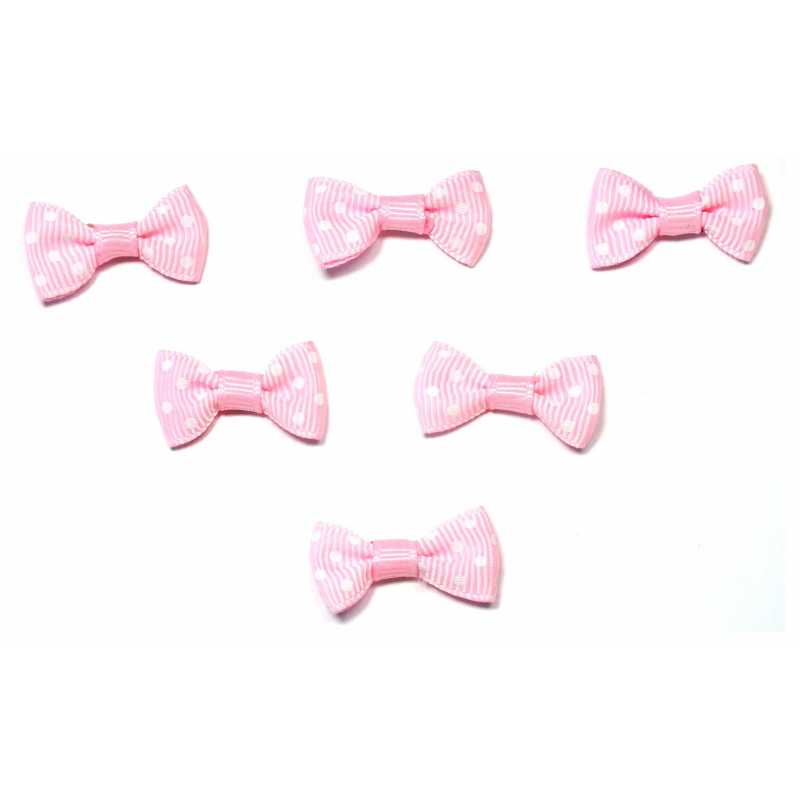 LOT 6 APPLIQUES TISSUS : noeud papillon rose clair avec motif pois 28*15mm (09) LOT 6 APPLIQUES TISSUS : noeud papillon rose clair avec motif pois 28*15mm (09)