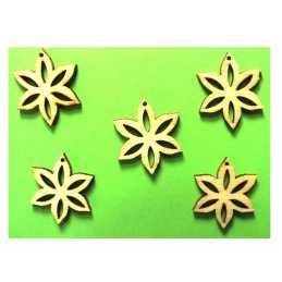LOT 5 APPLIQUES BOIS  : fleur 22mm 