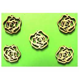 LOT 6 APPLIQUES BOIS  : rose 20mm 