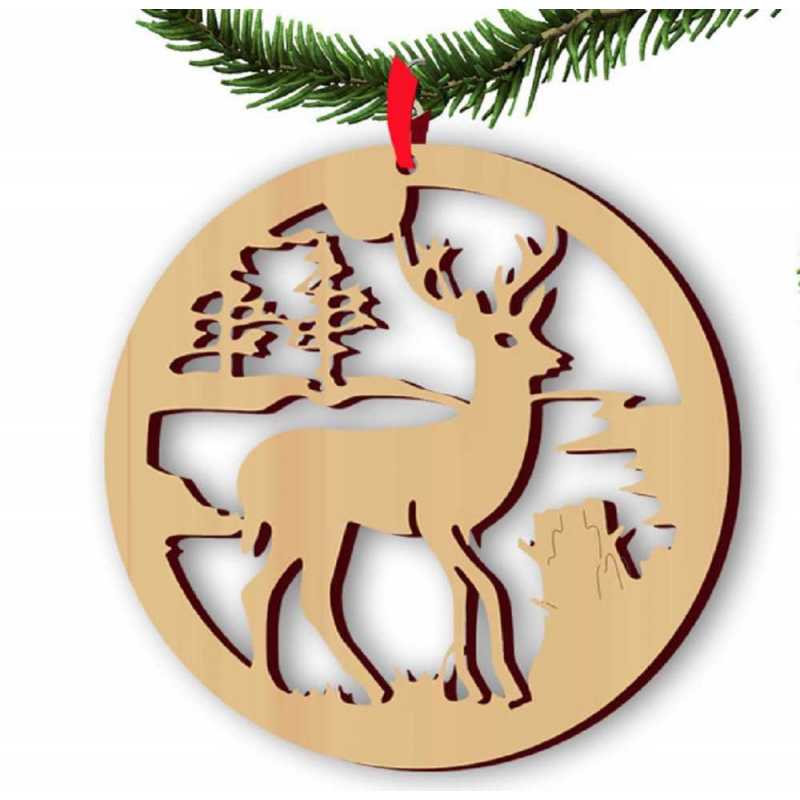APPLIQUE BOIS : cerf 10cm , épaisseur 2.3cm .(03) 