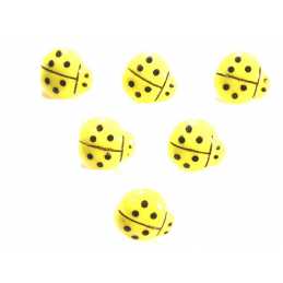 LOT 6 BOUTONS ACRYLIQUES : coccinelle jaune clair 16*15mm 