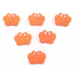 LOT 6 BOUTONS ACRYLIQUES: papillon orange 18mm (01) 