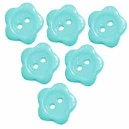 LOT 6 BOUTONS ACRYLIQUES : fleur bleu clair 14mm (03) 