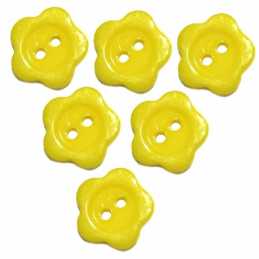 LOT 6 BOUTONS ACRYLIQUES : fleur jaune clair 14mm (03) 