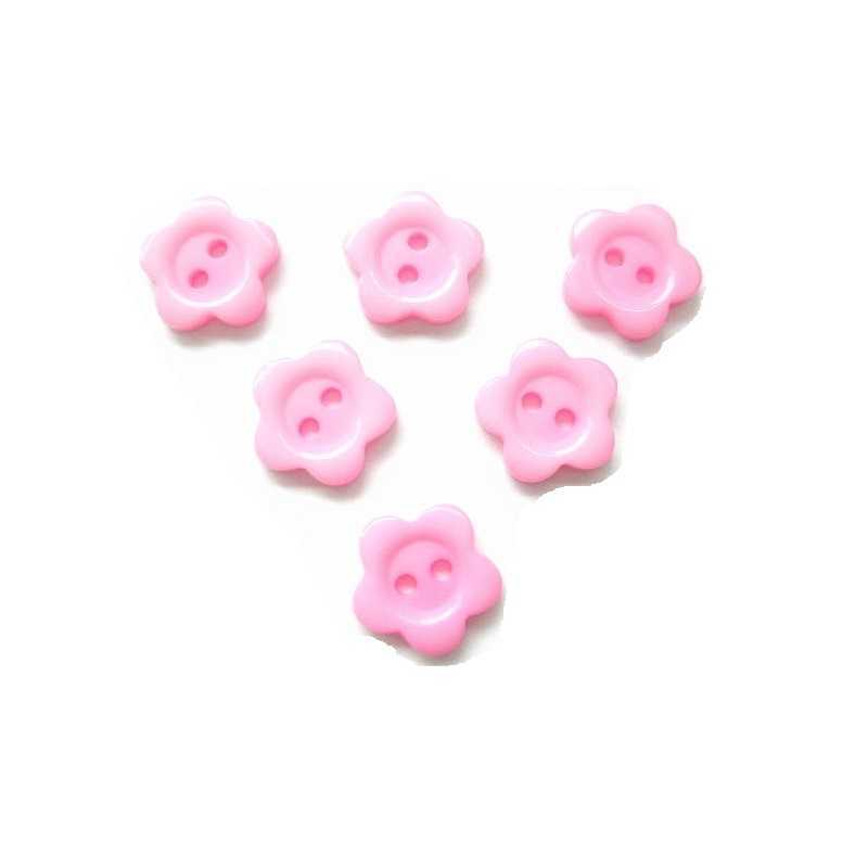 LOT 6 BOUTONS ACRYLIQUES : fleur rose clair 14mm (03) 