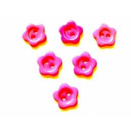 LOT 6 BOUTONS ACRYLIQUES : fleur rose fonçé 14mm (03) 