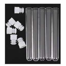 Lot 5 tubes plastiques transparents avec couvercle vide longueur 8cm 