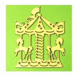 APPLIQUE  BOIS : manège 10*8cm 