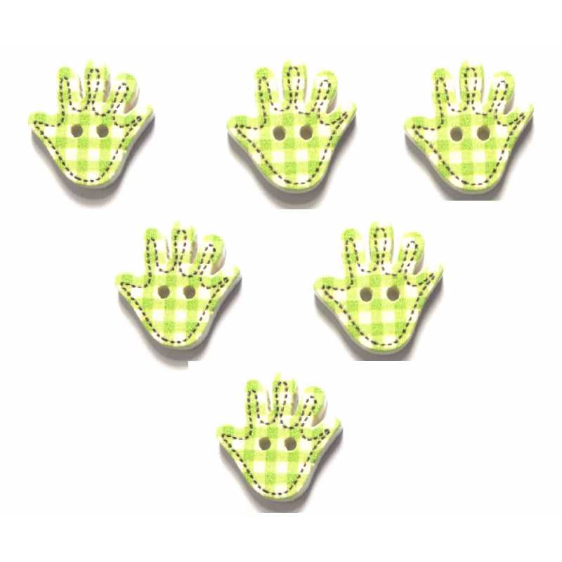 LOT 6 BOUTONS BOIS : main 18*18mm (05) 