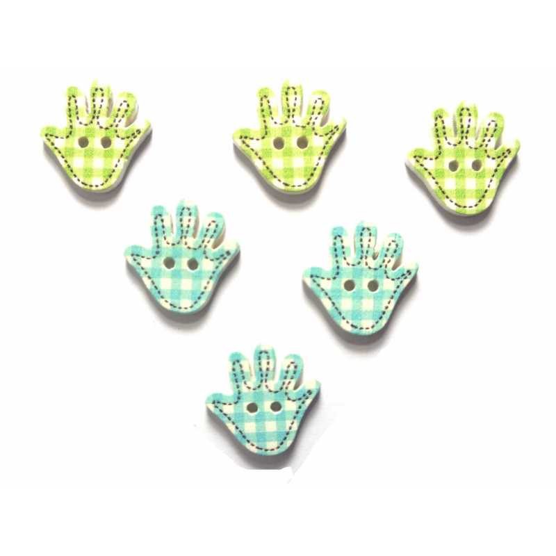 LOT 6 BOUTONS BOIS : main 18*18mm (01) 