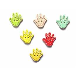 LOT 6 BOUTONS BOIS : main 18*18mm (03) 