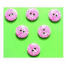 LOT 6 BOUTONS BOIS : rond motif fantaisie 15mm (20) 