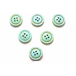 LOT 6 BOUTONS BOIS : rond motif fantaisie 15mm (24) 