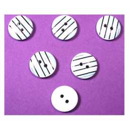 LOT 6 BOUTONS BOIS : rond motif fantaisie 15mm (27) 