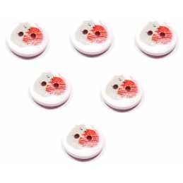 LOT 6 BOUTONS BOIS : rond motif chat 15mm (11) 