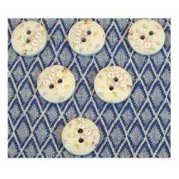 LOT 6 BOUTONS BOIS : rond motif lapin 15mm (01) 
