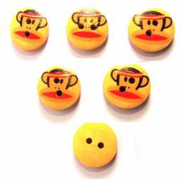 LOT 6 BOUTONS BOIS : rond motif singe 15mm (02) 