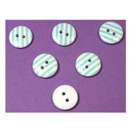 LOT 6 BOUTONS BOIS : rond motif rayure 15mm (01) 