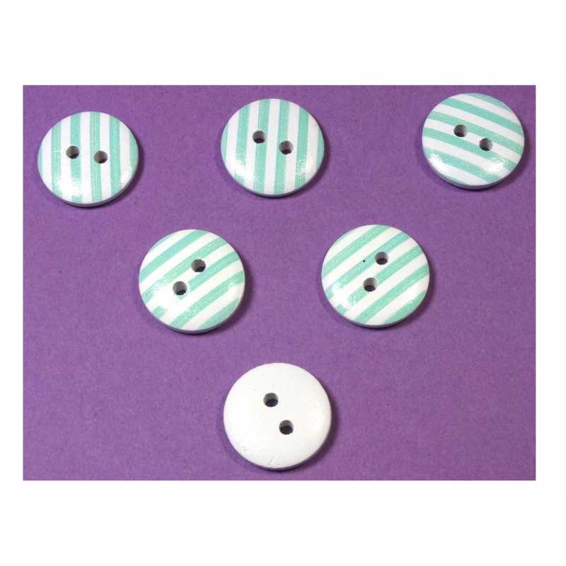 LOT 6 BOUTONS BOIS : rond motif rayure 15mm (01) LOT 6 BOUTONS BOIS : rond motif rayure 15mm (01)