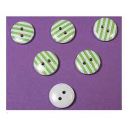LOT 6 BOUTONS BOIS : rond motif rayure 15mm (02) 