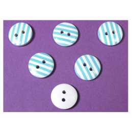 LOT 6 BOUTONS BOIS : rond motif rayure 15mm (03) 