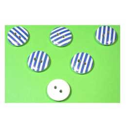 LOT 6 BOUTONS BOIS : rond motif rayure 15mm (04) 