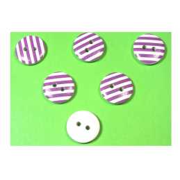 LOT 6 BOUTONS BOIS : rond motif rayure 15mm (06) 