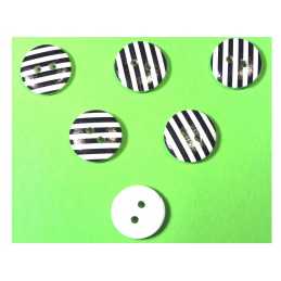 LOT 6 BOUTONS BOIS : rond motif rayure 15mm (07) 