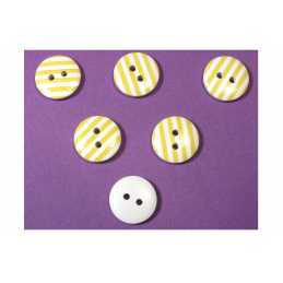 LOT 6 BOUTONS BOIS : rond motif rayure 15mm (09) 