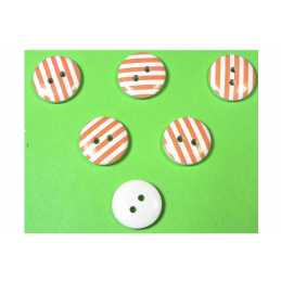 LOT 6 BOUTONS BOIS : rond motif rayure 15mm (10) 