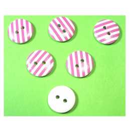 LOT 6 BOUTONS BOIS : rond motif rayure 15mm (11) 