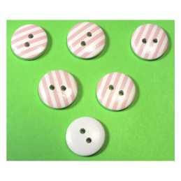 LOT 6 BOUTONS BOIS : rond motif rayure 15mm (13) 