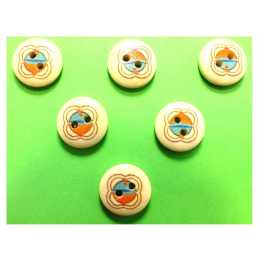 LOT 6 BOUTONS BOIS : rond thème enfant motif  balle musicale 15mm (13)
 