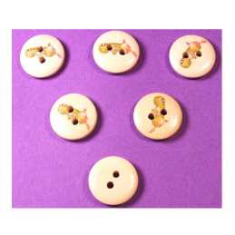 LOT 6 BOUTONS BOIS : rond thème enfant motif jouet téléphone15mm (12) 