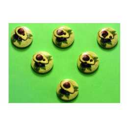 LOT 6 BOUTONS BOIS : rond thème fruit motif avocat 15mm 