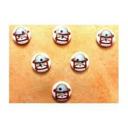 LOT 6 BOUTONS BOIS : rond thème mer 15mm (14) 