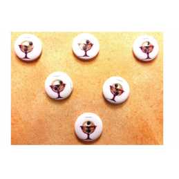 LOT 6 BOUTONS BOIS : rond thème mer 15mm (17) 
