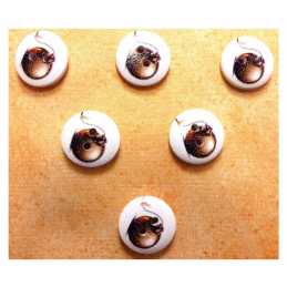 LOT 6 BOUTONS BOIS : rond thème mer 15mm (26) 