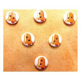 LOT 6 BOUTONS BOIS : rond thème mer motif cloche 15mm (18) 