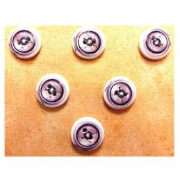 LOT 6 BOUTONS BOIS : rond thème mer motif hublot 15mm (19) 